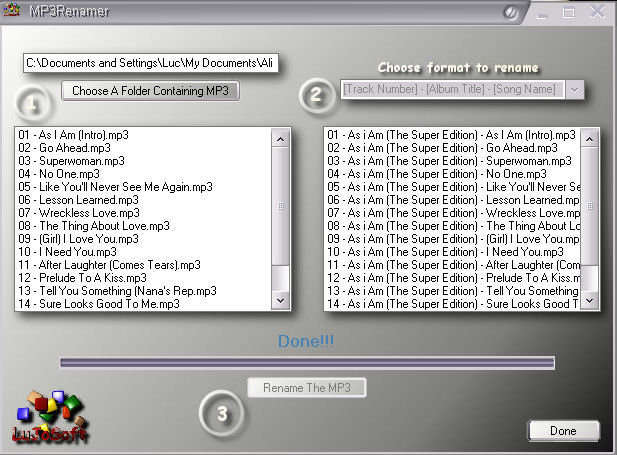 LuJoSoft MP3Renamer Screenshot